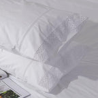 White Lace Pillowcases Standard Size Set of 2, 100% Cotton White Eyelet Pillow - Image 5