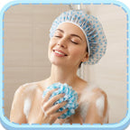 6PCS Shower Caps, Waterproof Reusable Plastic Shower Caps Elastic Band Flower - Image 6