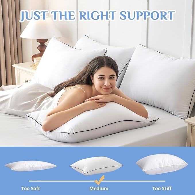 JOLLYVOGUE Pillows Queen Size Set of 4, Collection Bed Pillows - Image 4