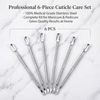 6 Pcs Dual-Sided Cuticle Pusher Set, Stainless Steel Cuticle Pusher Tool - Image 5