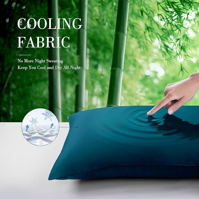 WishSmile Teal Cooling Pillowcases, 2 Pack, 20x36 inches - Image 3
