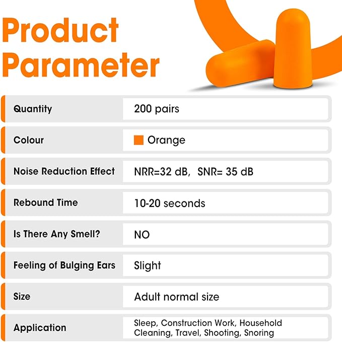 AZEN 200 Pairs Ear Plugs, NRR 32dB Soft Foam Ear Plugs - Image 6