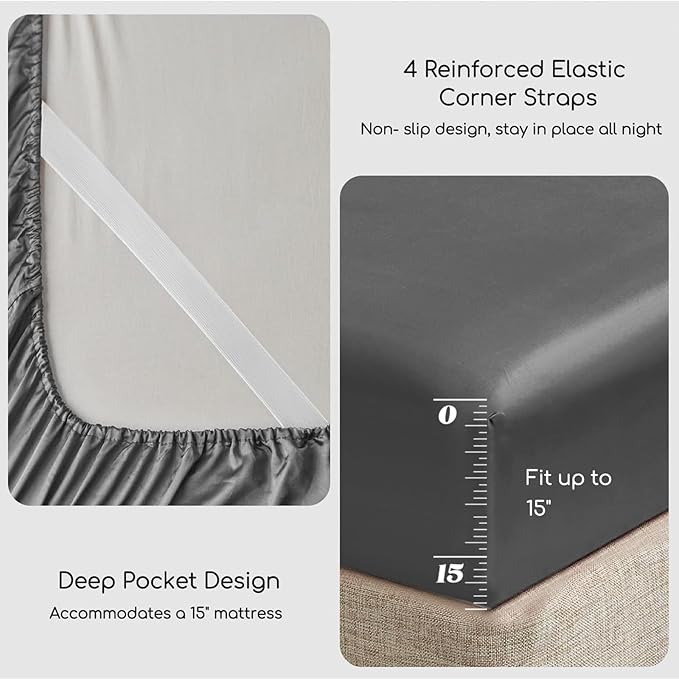MR&HM Satin Bed Sheets, Queen Size Sheets Set - Image 4