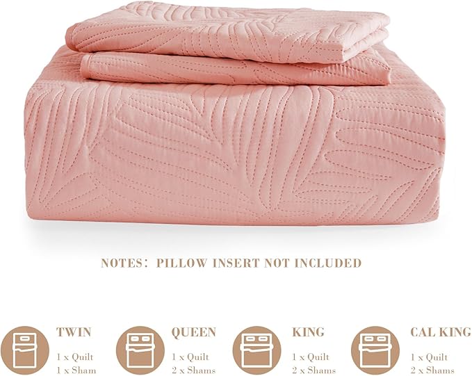 Exclusivo Mezcla Twin Quilt Bedding Set, Lightweight Blush Pink Quilts Twin Size - Image 6