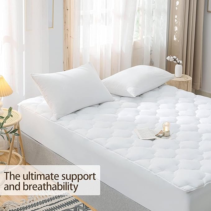 WhatsBedding Waterproof Mattress Pad Twin Size Cotton Top Down Alternative - Image 3