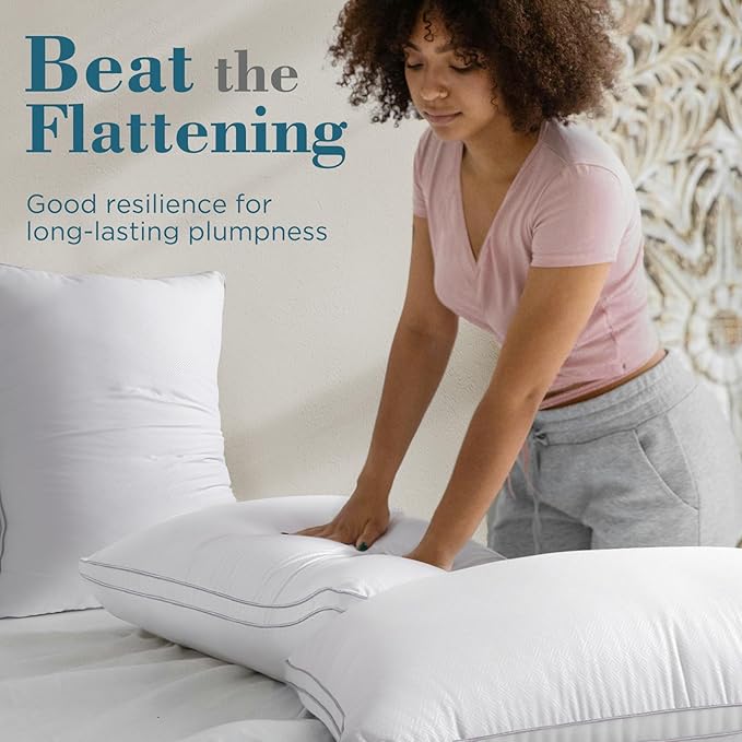 viewstar Bed Pillows Set of 2, Hotel Quality Cooling Down Alternative Gusseted - Image 4