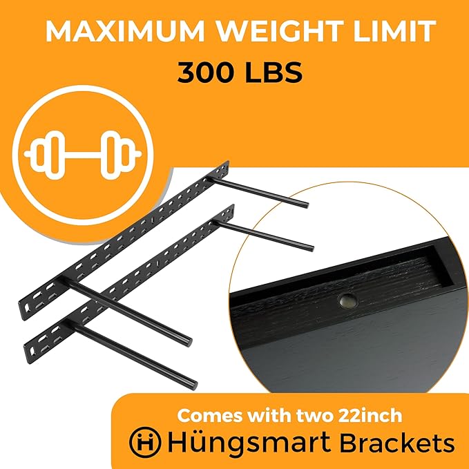 HÜNGSMART 60 Inch Wooden Floating Shelf – Supports 300lbs – 11 13/16 inch Deep - Image 6