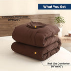 Paxrac Earthy Brown Comforter Full Size, Neutral 3 Pieces Comforter Set - Image 7