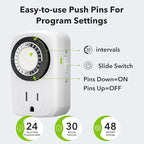 HBN Indoor Mini 24-Hour Mechanical Outlet Timer, - Image 2