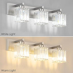 Aipsun Brushed Nickel Vanity Light Bathroom Lighting Fixtures 3 Light Crystal - Image 7