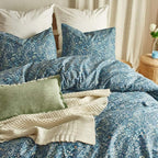 mixinni Small Blue Flower Duvet Cover Full Garden Style Floral Duvet Comforter - Image 2