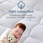 CozyLux Queen Size Mattress Pad Pillow Top Cotton Cooling Mattress Topper 8-21" - Image 2