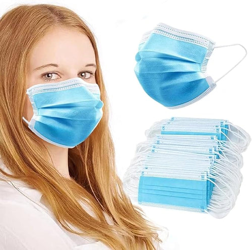 100Pcs Blue Disposable Face Mask, 3 Ply Masks by SDIW