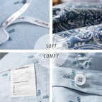 SLEEPBELLA Duvet Cover King, 600 Thread Count Cotton Blue & Green Paisley - Image 6