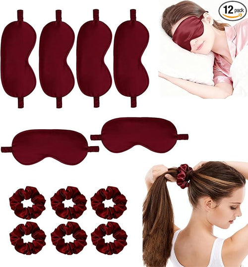 12Pcs Silk Sleep Masks Satin Eye Mask Silky Eyes Cover Blindfold Eyeshade Hair by WJingYiJia