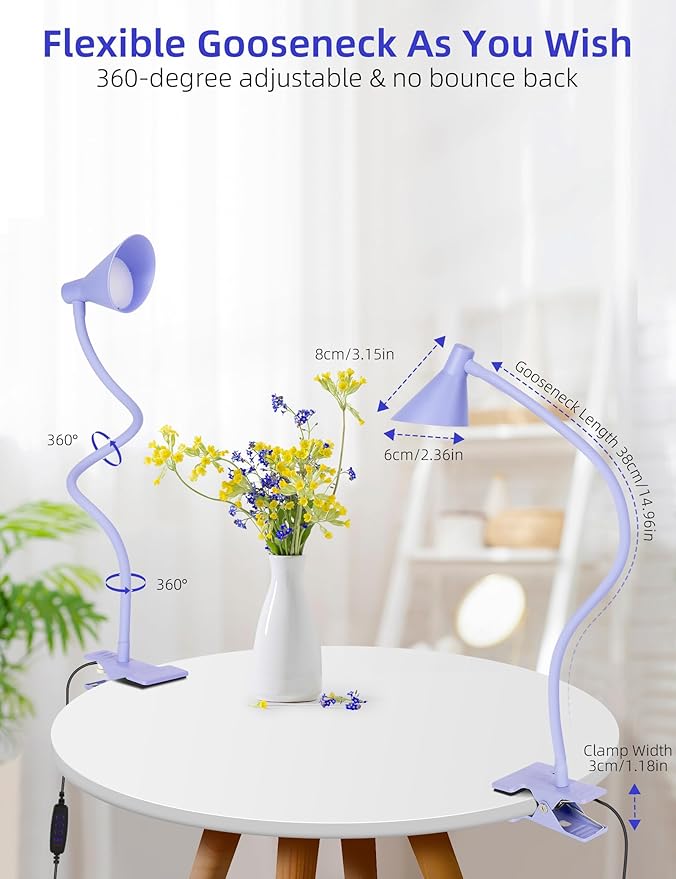 Clip on Light USB Reading Light, Eye Care Dimmable Reading Lamp Flexible - Image 7