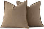 MIULEE Decorative Linen Euro Sham Pillow Covers 26x26 Khaki Boho Farmhouse - Image 6
