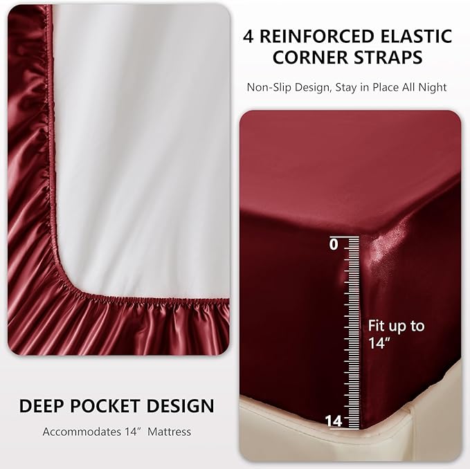 CozyLux Satin Sheets Twin Sheet Set - Image 4