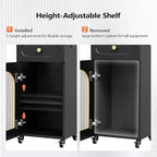 Salon Cart with Wheels & Adjustable Shelf, Esthetician, Storage Cabinet w/Glass - Image 4