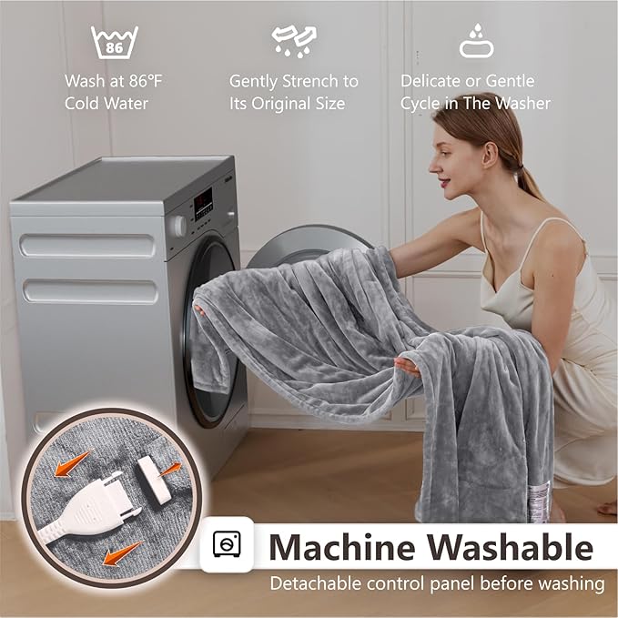 Wapaneus Heated Blanket Electric Blanket 62" x 84" Twin Size - Image 6