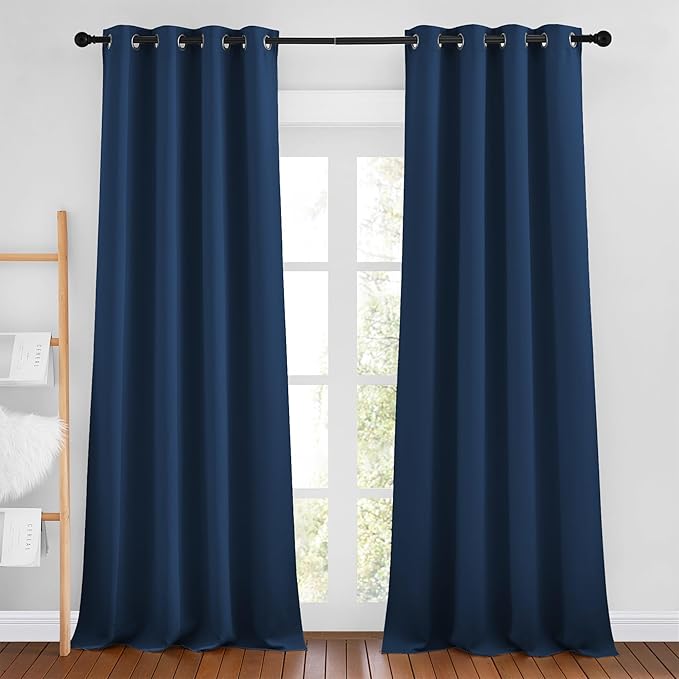 NICETOWN Moroccan Blue Room Darkening Curtains 90 inch Length by NICETOWN