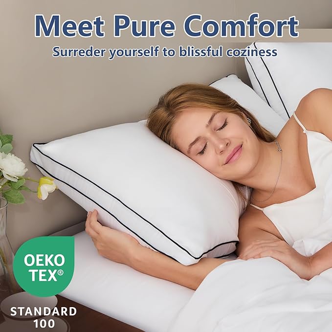CozyLux Pillows Standard Size Set of 4, Soft Supportive 3D Down Alternative Bed - Image 3