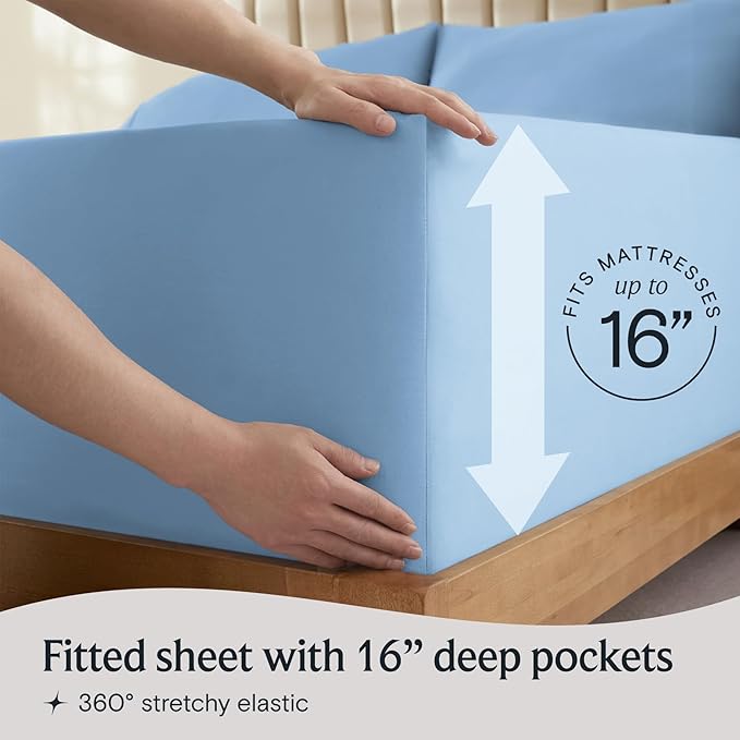 LuxClub 5 PC Split King Sheet Set, Breathable Luxury Bed Sheets, Deep Pockets - Image 6