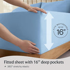 LuxClub 5 PC Split King Sheet Set, Breathable Luxury Bed Sheets, Deep Pockets - Image 6
