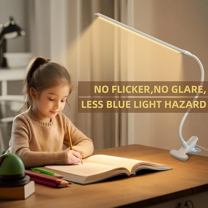 Desk Lamp with Clamp, Long Flexible Arm Clip on Lamp - Image 6