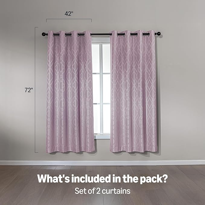 Amazon Basics Jacquard 2-Piece 100% Blackout Curtains, Living Room and Bedroom - Image 5