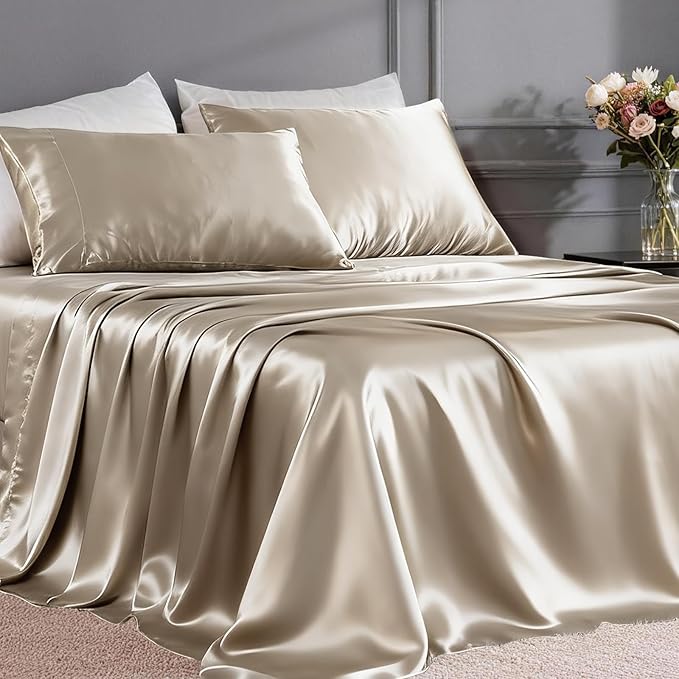 FreshCulture Satin Sheets Twin XL Bed Set by FreshCulture