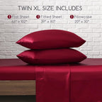 MR&HM Satin Bed Sheets, Twin XL Size Sheets Set - Image 7