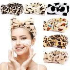 6 Pack Spa Headband for Women Skincare Makeup Headband Soft Coral Fleece Bow by UMIKU
