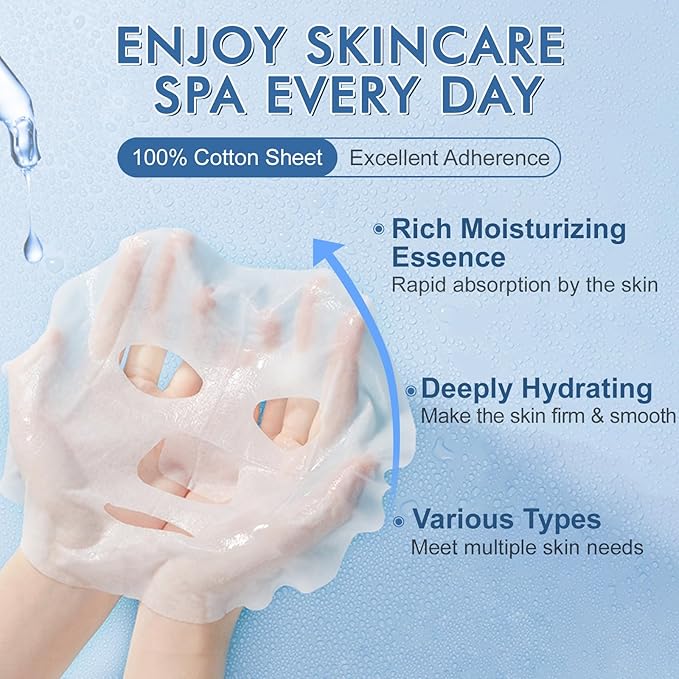 KONEUK 126 Pack Sheet Face Masks Skincare, Bulk Facial Mask Gifts Set - Image 3