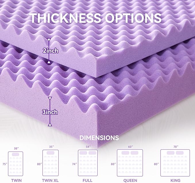 SINWEEK 1.5 Inch Egg Crate Memory Foam Mattress Topper Queen Size, Soft - Image 7