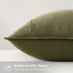 MIULEE Decorative Linen Pillow Covers 20x20 Inch Green ​Boho Farmhouse​ - Image 3