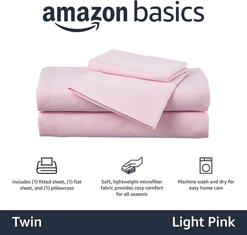 Amazon Basics Kid's Soft, Breathable, Easy-Wash Microfiber 3-Piece Sheet Set - Image 2