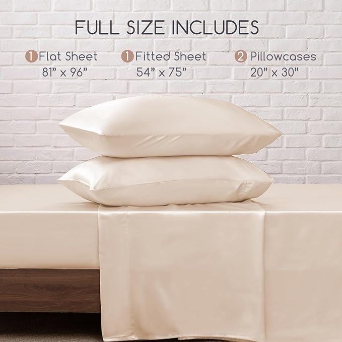 MR&HM Satin Bed Sheets, Full Size Sheets Set - Image 7