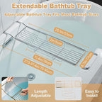 Stainless Steel Bathtub Caddy Tray, Expandable Bath Tub Table, Adjustable - Image 2
