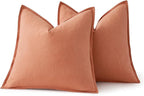 MIULEE Decorative Linen Pillow Covers 18x18 Inch Coral ​Boho Farmhouse​ - Image 6