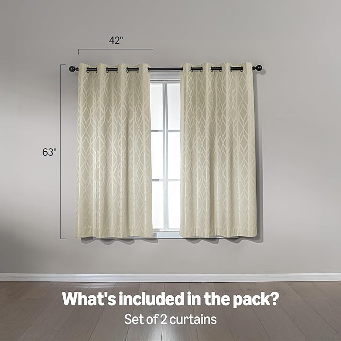 Amazon Basics Jacquard 2-Piece 100% Blackout Curtains, Living Room and Bedroom - Image 5