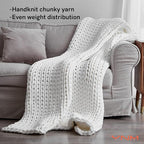 YnM Knitted Weighted Blanket, Hand Made Chunky Knit Weighted Throw Blanket - Image 2