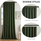 Joydeco Olive Green Velvet Curtains 72 inch Length 2 Panels, Luxury Blackout - Image 2