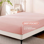 ROSE&RISY Pink Sheet Set, 4 Pieces Soft Bedding Queen Sheet Set, Breathable and - Image 5