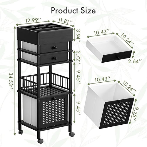Amazer Bamboo Makeup Organizer Cart - Image 2