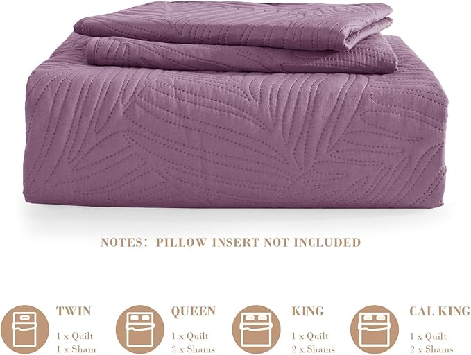 Exclusivo Mezcla King Size Quilt Bedding Set, Lightweight Dusty Lavender Quilts - Image 6