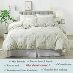 FADFAY Floral Duvet Cover Set Twin XL 100% Cotton College Bedding Vintage - Image 8