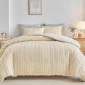 WARMDERN Khaki Boho Duvet Cover Set Full Size, Striped Textured Tufted Bedding by WARMDERN