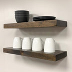 URBANDI, Rustic Floating Shelves, Hidden Bracket, Solid Wood, Heavy Duty by Hand-madeInUSA