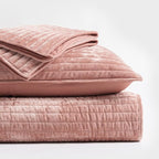 EVERGRACE Velvet Quilt Set King Size, Luxurious Soft Striped Channel Bedding Set - Image 6